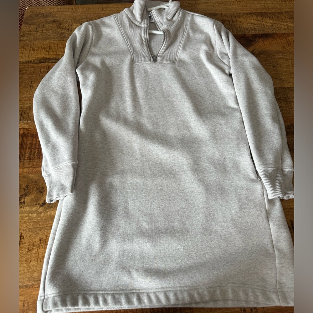 Athleta cream Quarter-Zip Pullover sweatshirt dress